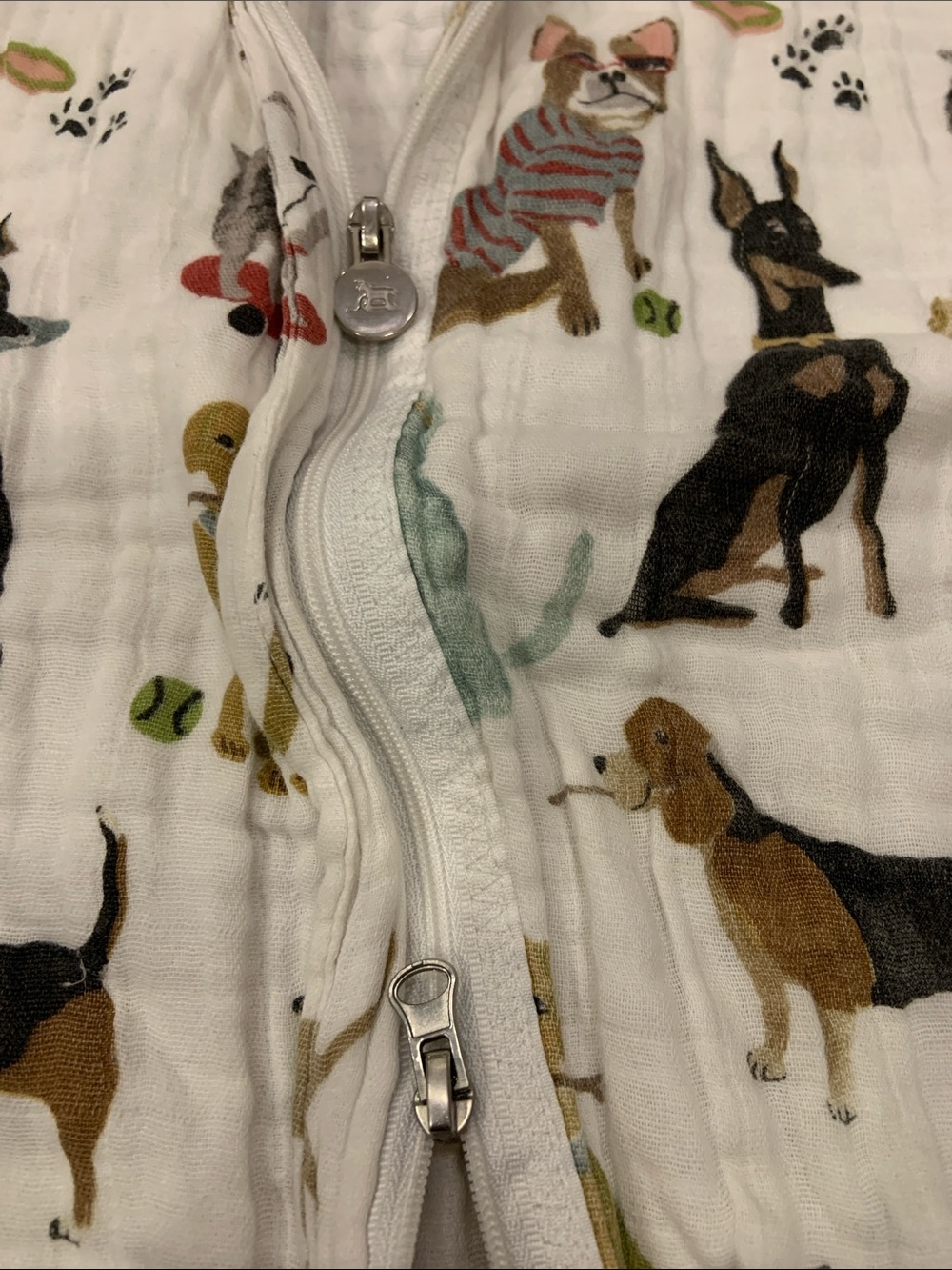 Little Unicorn Boutique Brand “Woof" Cotton Muslin Sleep Sack Size 6-12 months - Picture 3 of 4